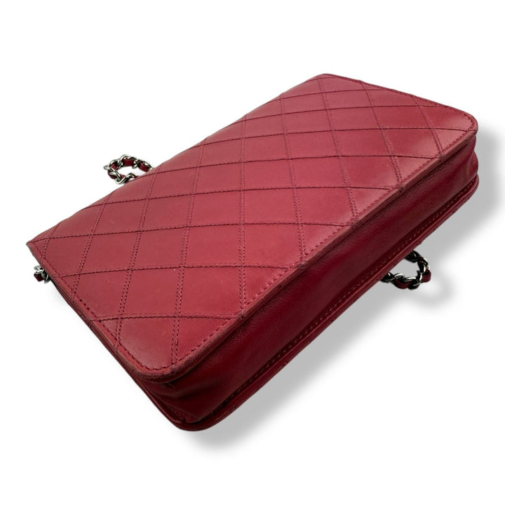CHANEL Lambskin Diamond Stitch Quilted Wallet On Chain WOC Pink Handbag - Lux Central