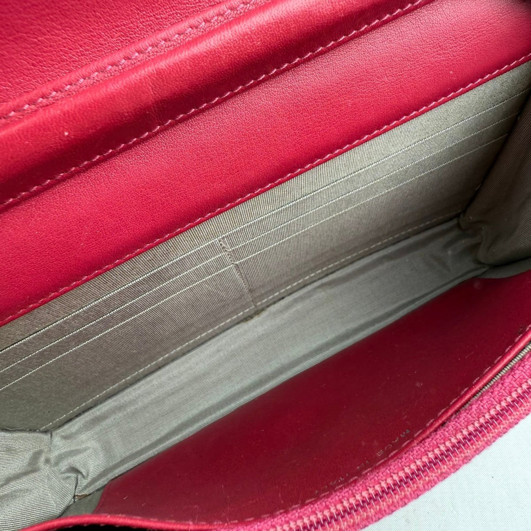 CHANEL Lambskin Diamond Stitch Quilted Wallet On Chain WOC Pink Handbag - Lux Central