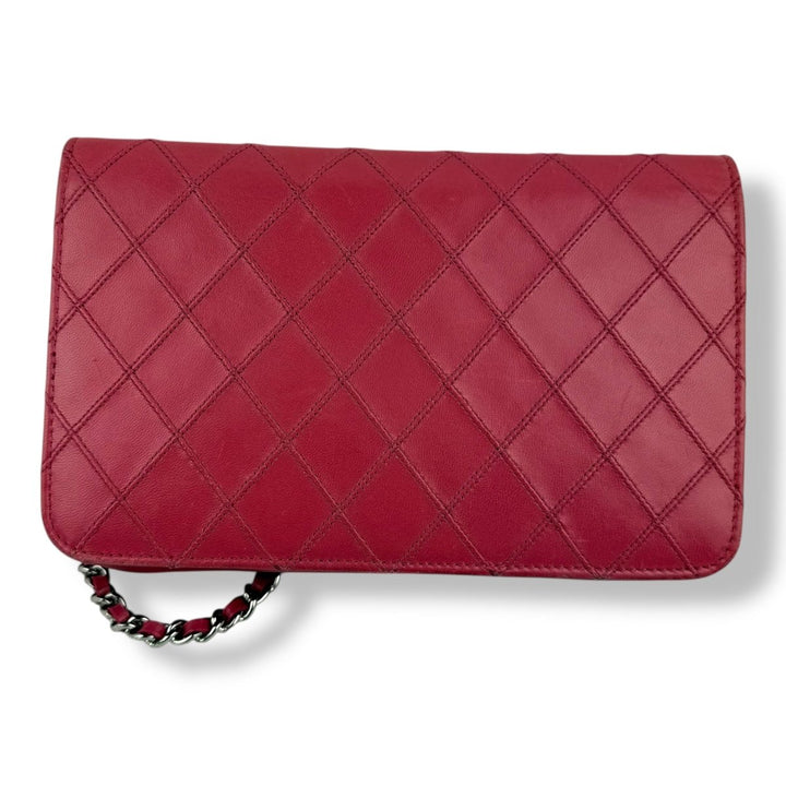 CHANEL Lambskin Diamond Stitch Quilted Wallet On Chain WOC Pink Handbag - Lux Central