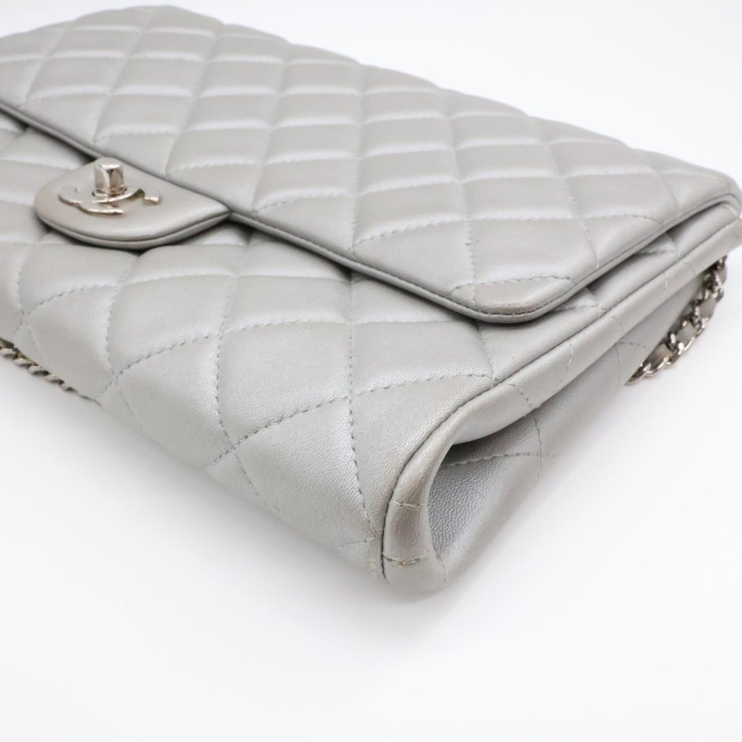 Chanel Lambskin Grey Timeless WOC Classic Flap Shoulder Bag - Lux Central