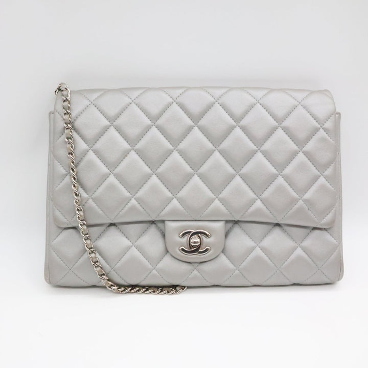 Chanel Lambskin Grey Timeless WOC Classic Flap Shoulder Bag - Lux Central
