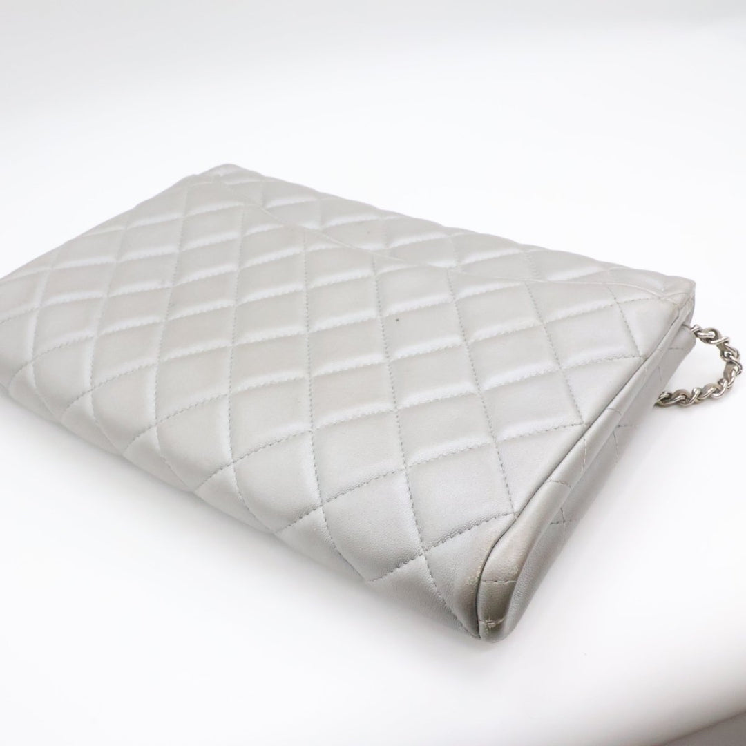 Chanel Lambskin Grey Timeless WOC Classic Flap Shoulder Bag - Lux Central