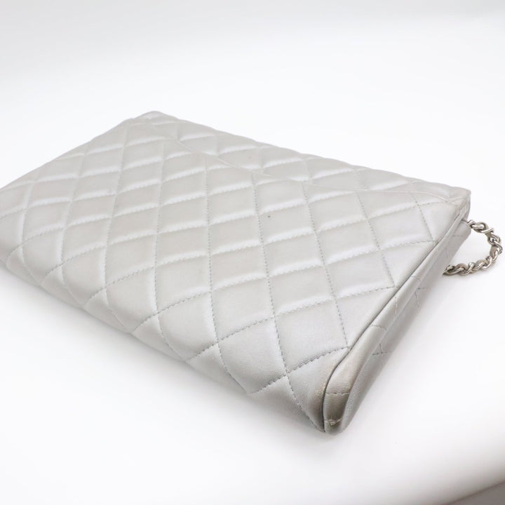 Chanel Lambskin Grey Timeless WOC Classic Flap Shoulder Bag - Lux Central
