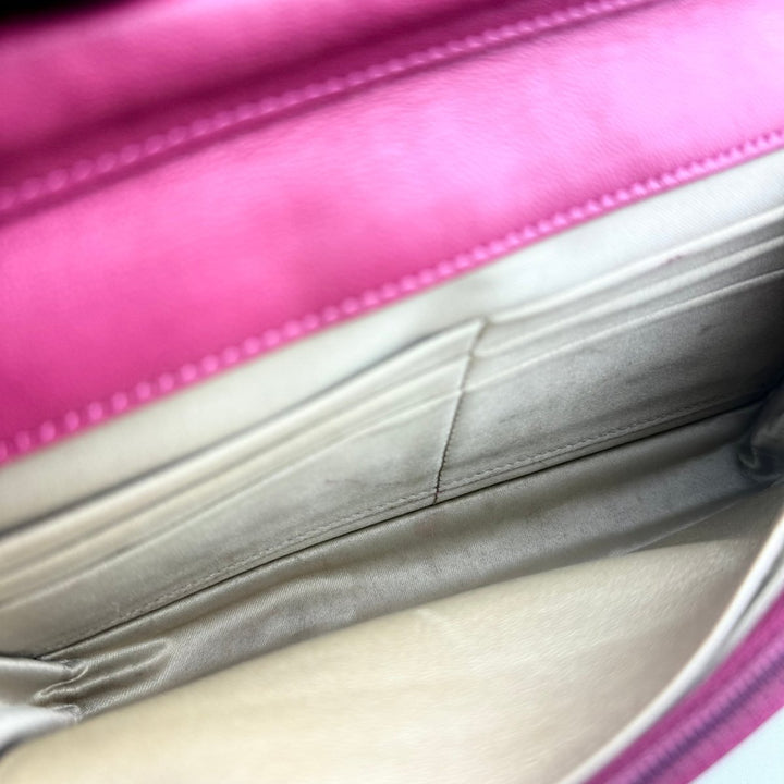CHANEL Lambskin Quilted Camelia Wallet On Chain WOC Fuchsia Handbag - Lux Central