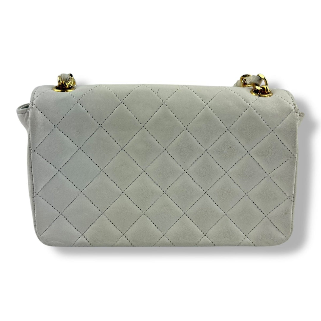 Chanel Matelasse Lambskin Single Flap Chain White Handbag - Lux Central