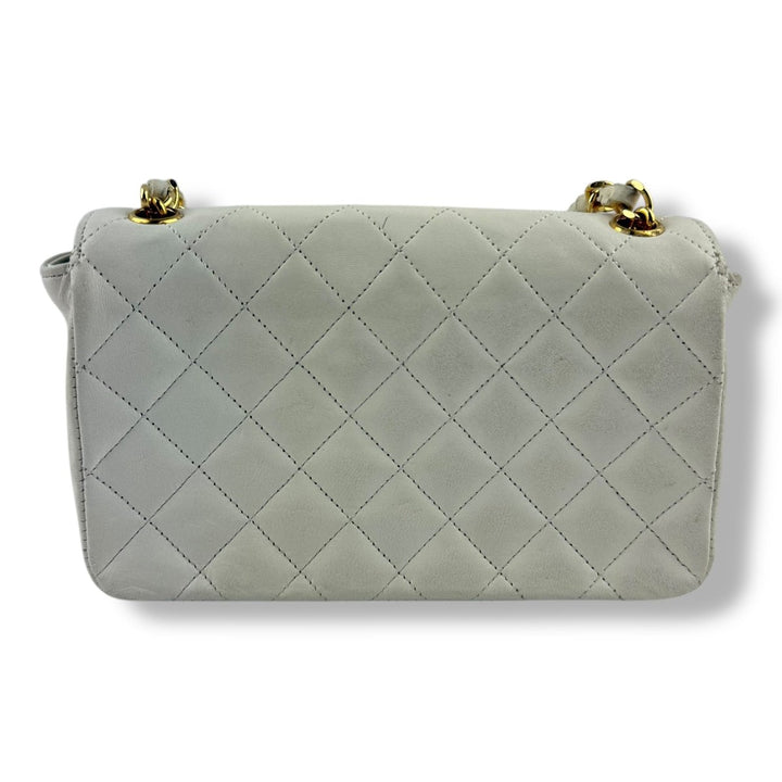 Chanel Matelasse Lambskin Single Flap Chain White Handbag - Lux Central