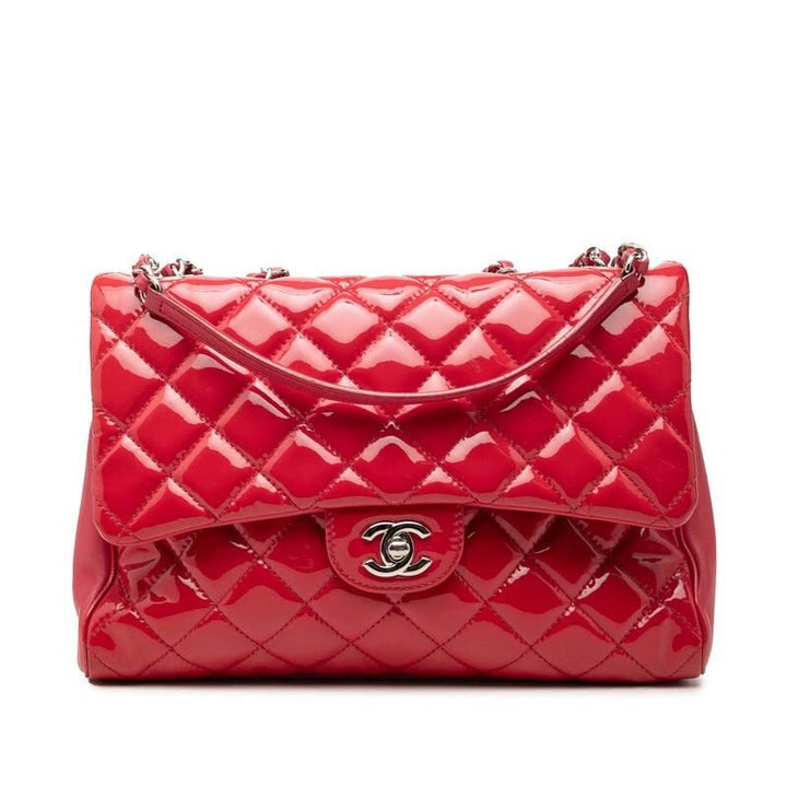 Chanel Medium Red Patent Classic Flap Patent Handbag - Lux Central