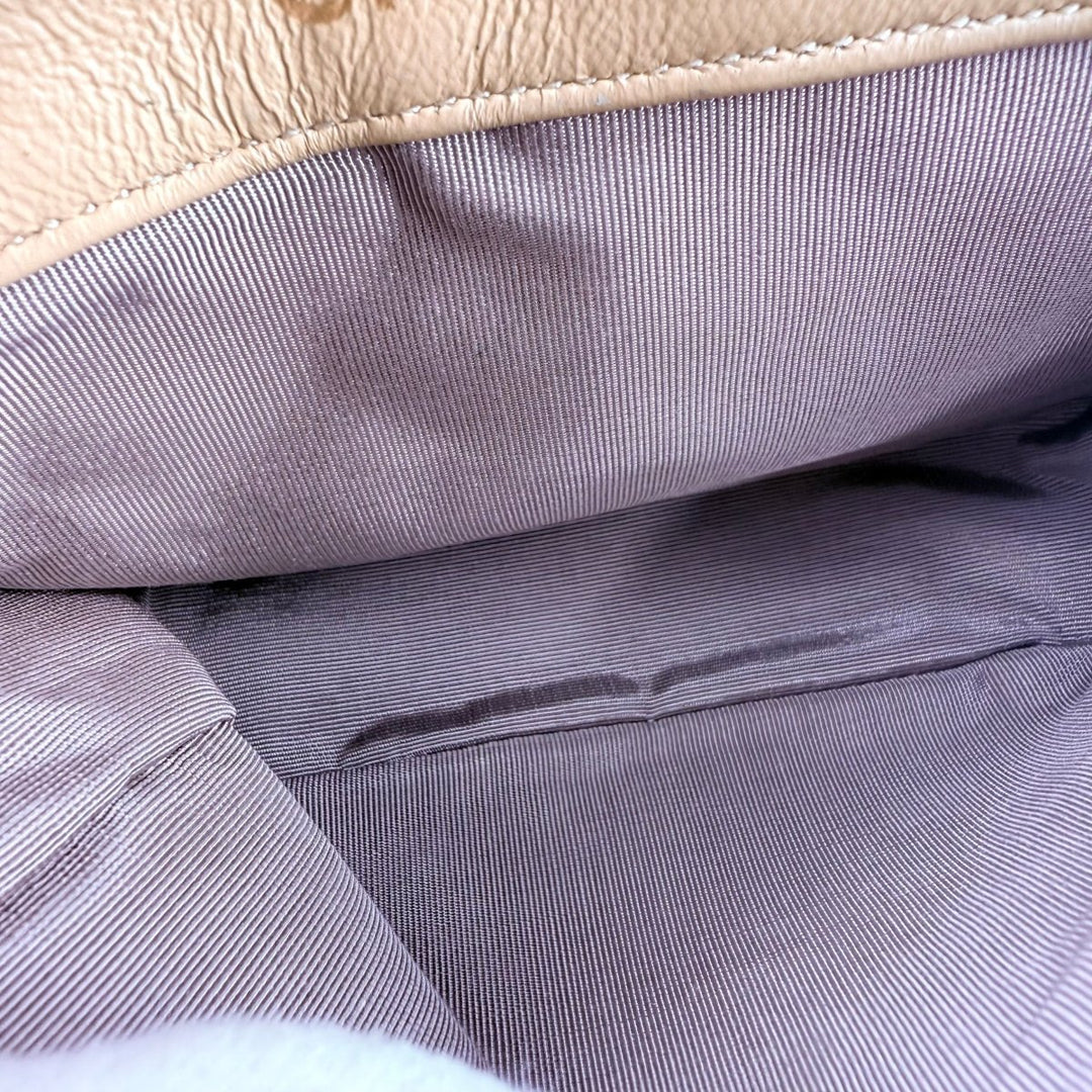 Chanel Mini Matelasse Chain Lambskin Beige Black Gold Handbag - Lux Central