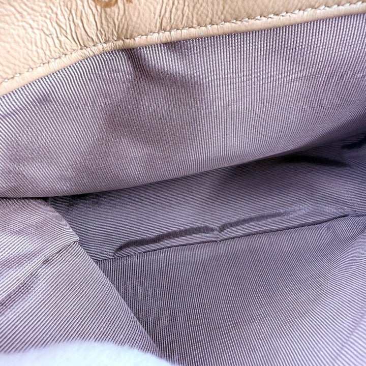 Chanel Mini Matelasse Chain Lambskin Beige Black Gold Handbag - Lux Central