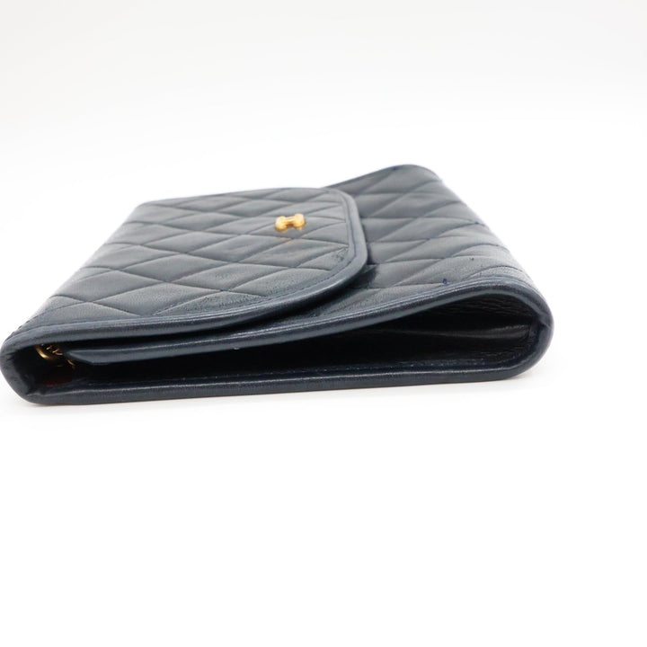 Chanel Navy Lambskin Vintage Mini Matelasse Handbag - Lux Central