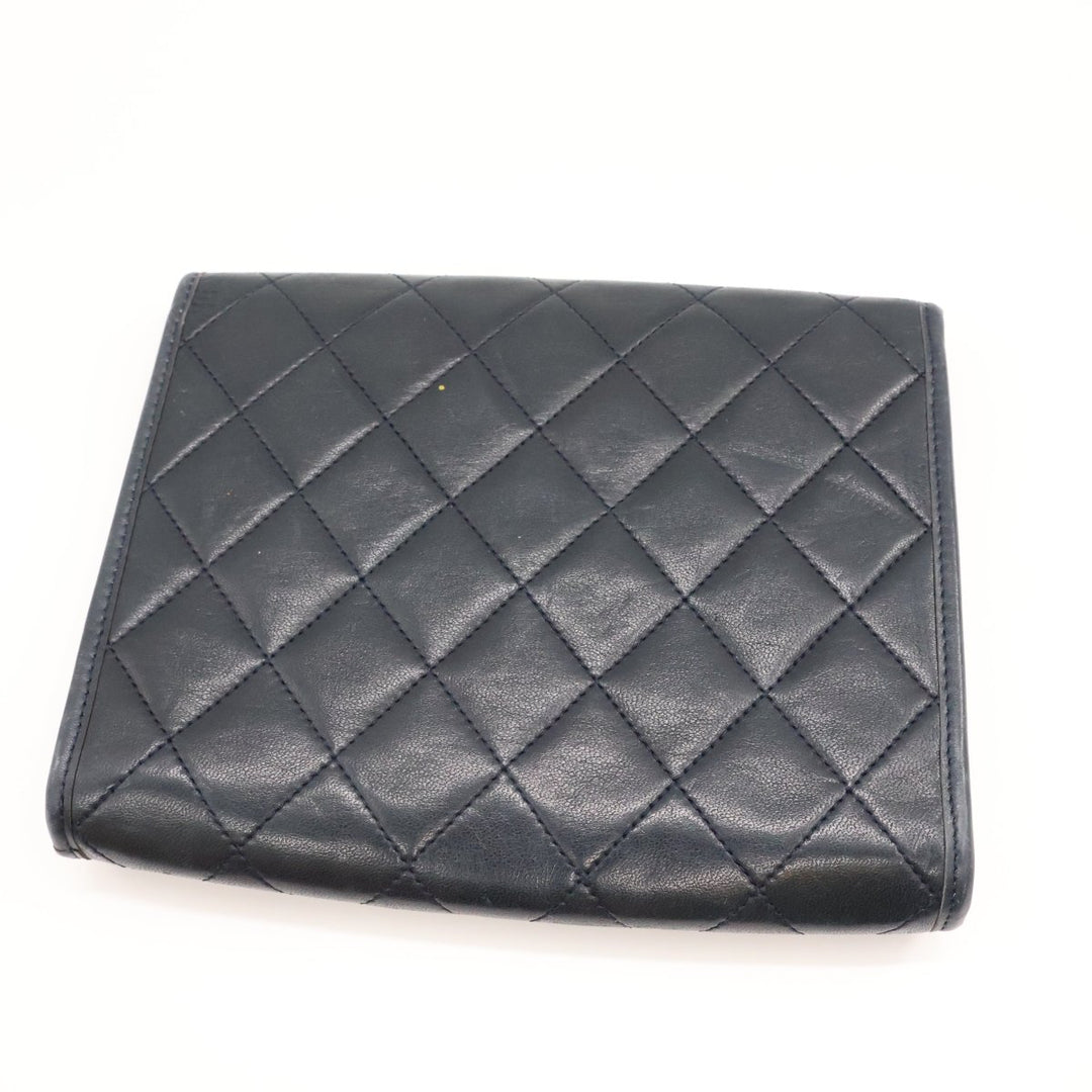 Chanel Navy Lambskin Vintage Mini Matelasse Handbag - Lux Central