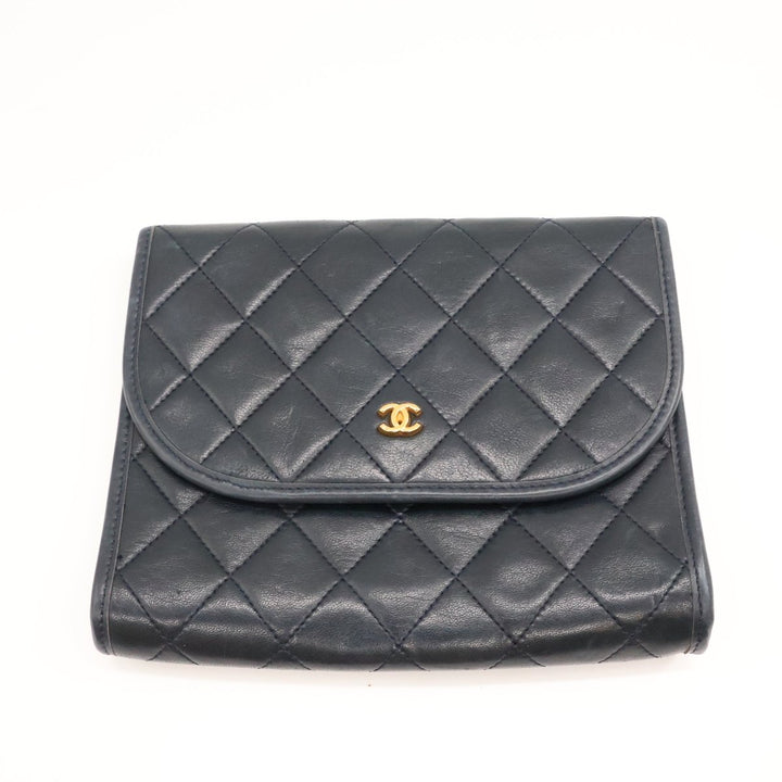 Chanel Navy Lambskin Vintage Mini Matelasse Handbag - Lux Central