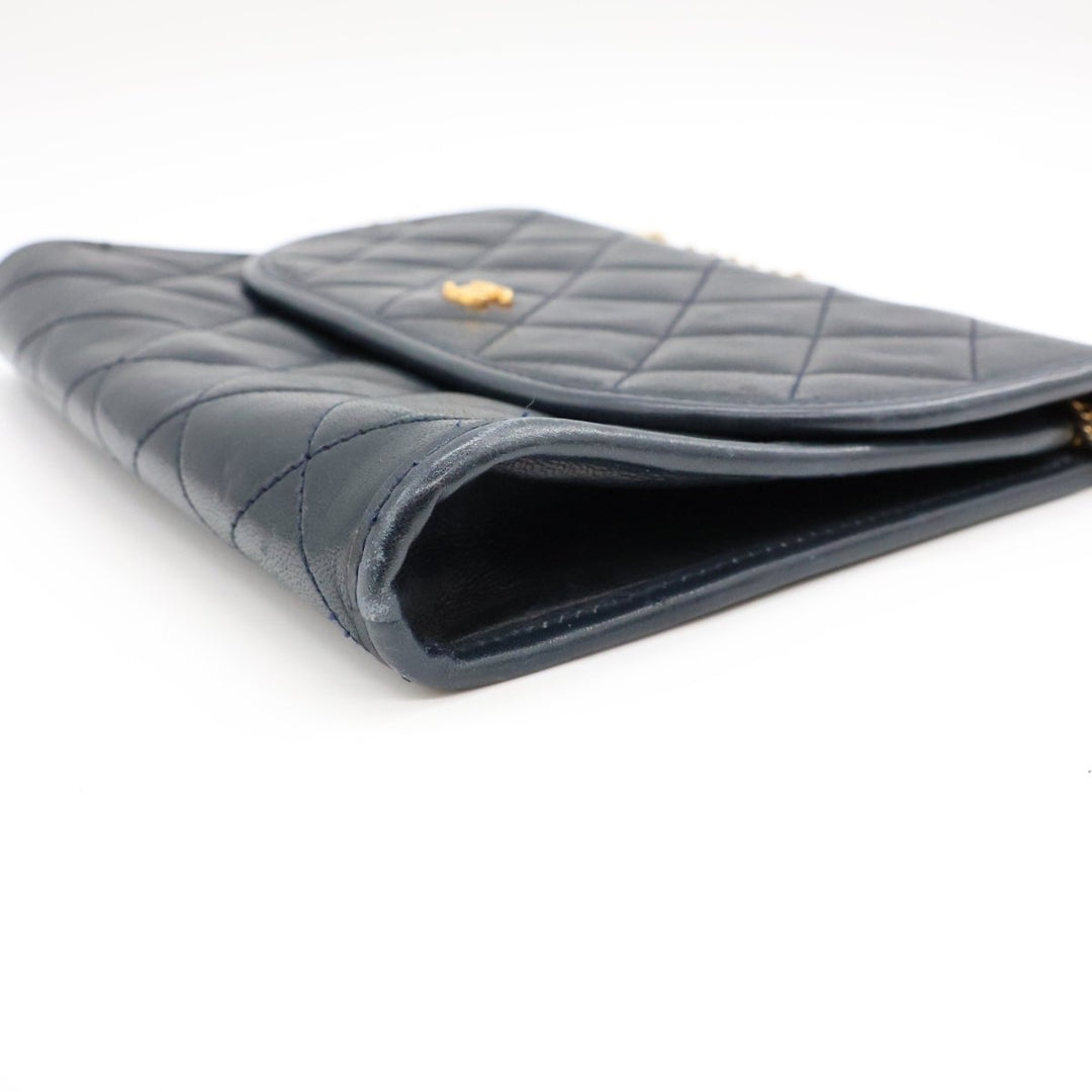 Chanel Navy Lambskin Vintage Mini Matelasse Handbag - Lux Central