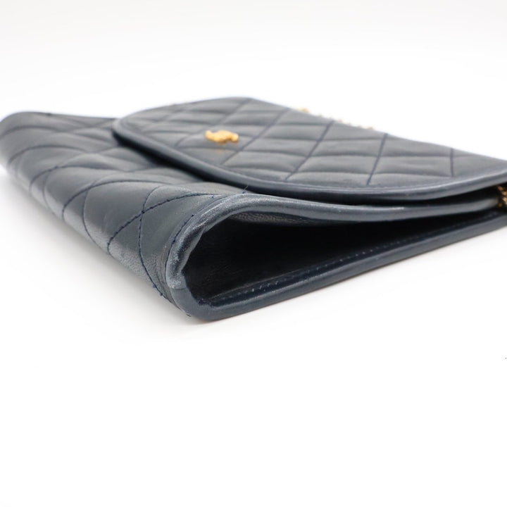 Chanel Navy Lambskin Vintage Mini Matelasse Handbag - Lux Central