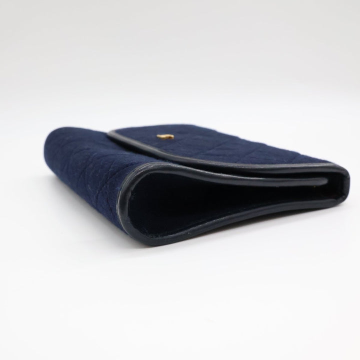 Chanel Navy Quilted Cotton Vintage Mini Matelasse Handbag - Lux Central