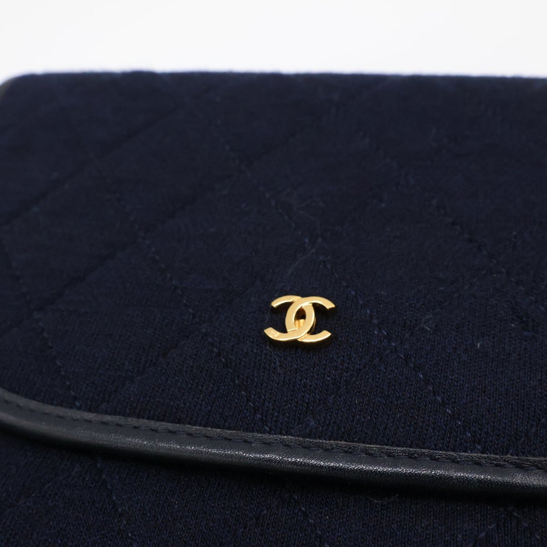 Chanel Navy Quilted Cotton Vintage Mini Matelasse Handbag - Lux Central
