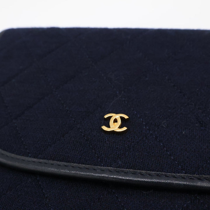Chanel Navy Quilted Cotton Vintage Mini Matelasse Handbag - Lux Central