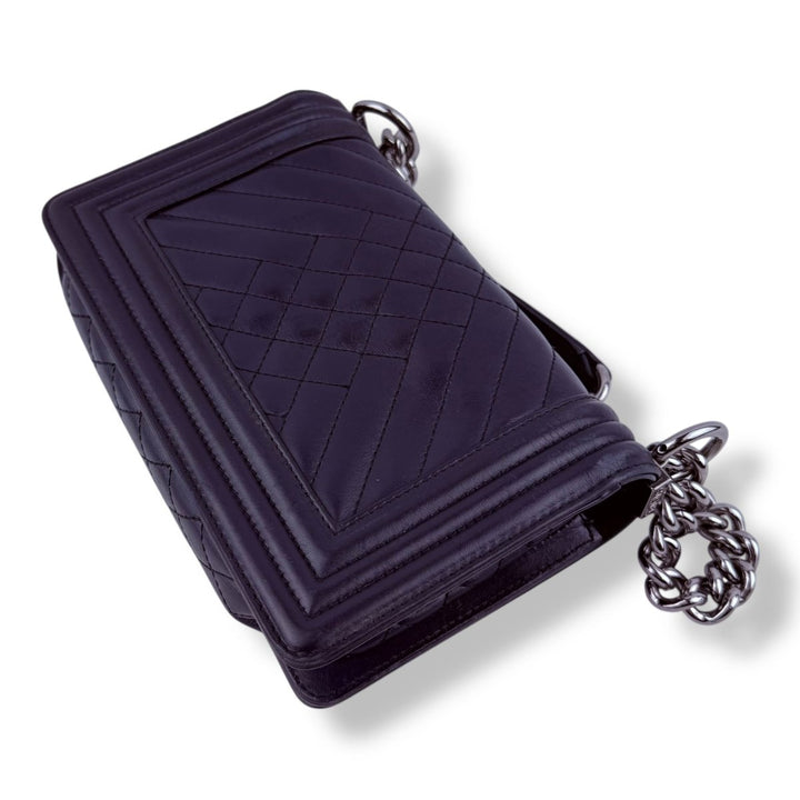 Chanel Navy Small Lambskin Boy Handbag - Lux Central