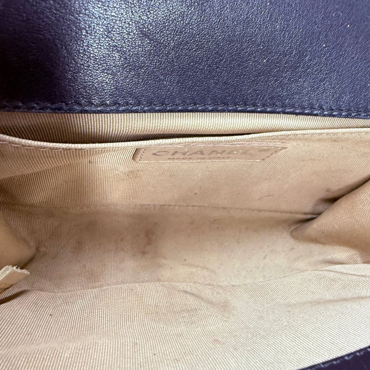 Chanel Navy Small Lambskin Boy Handbag - Lux Central