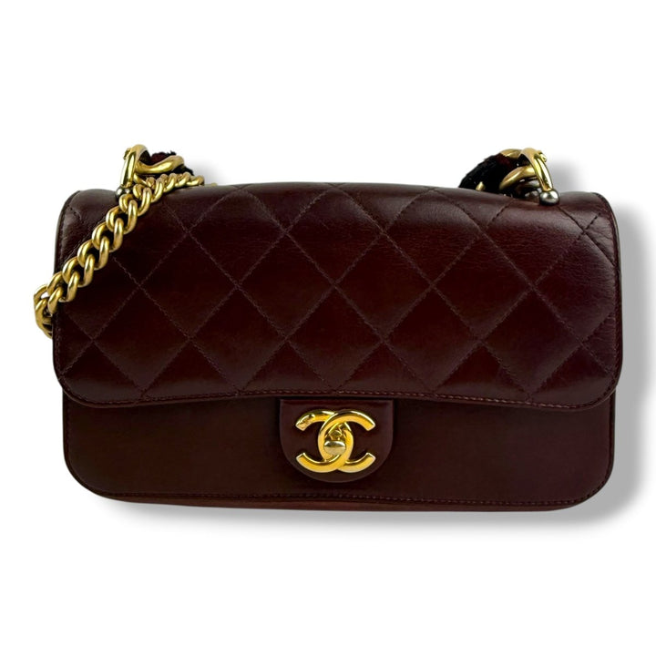 Chanel Paris Cosmopolite Small Straight Lined Burgundy Flap Bag - Lux Central
