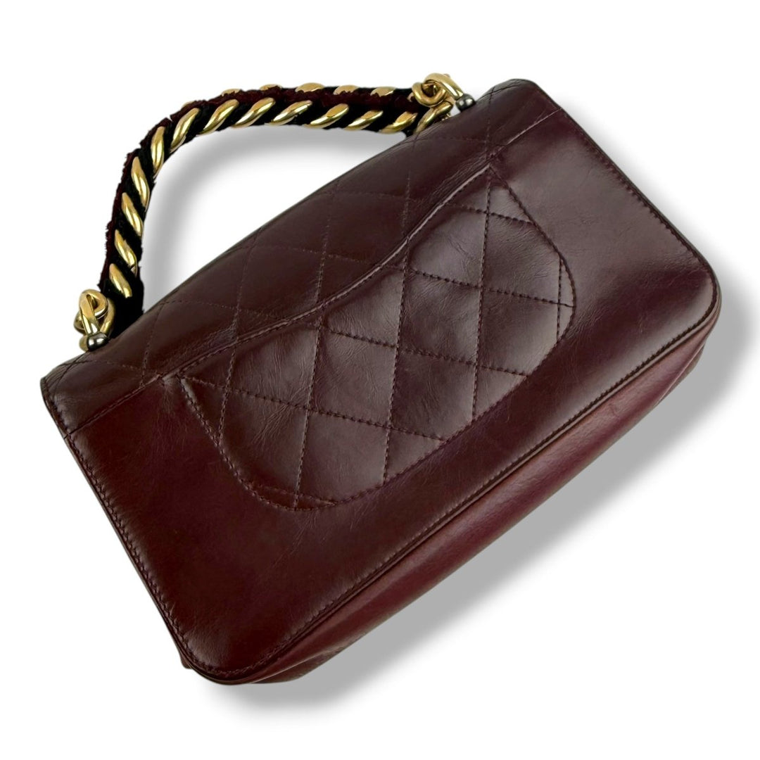 Chanel Paris Cosmopolite Small Straight Lined Burgundy Flap Bag - Lux Central