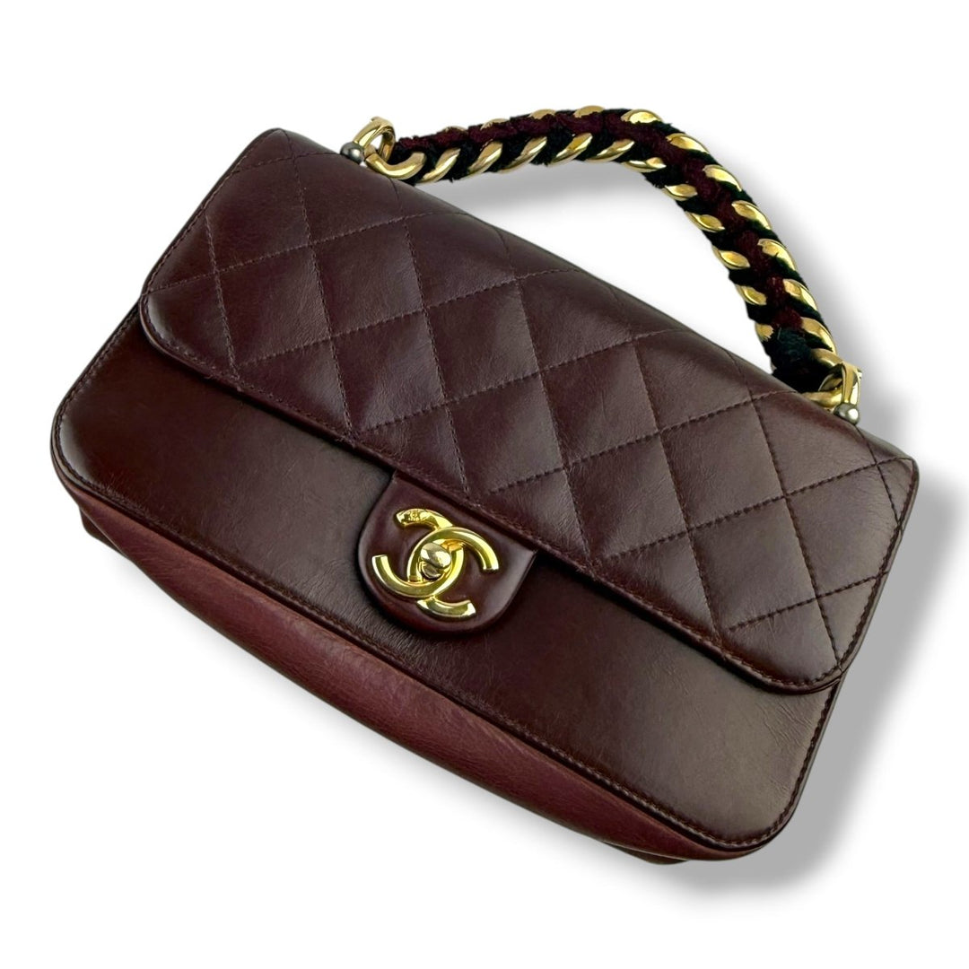 Chanel Paris Cosmopolite Small Straight Lined Burgundy Flap Bag - Lux Central