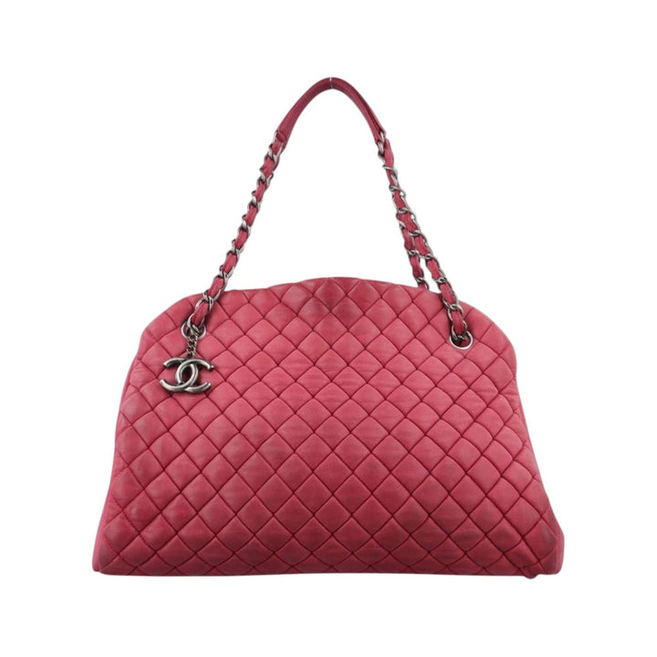 Chanel Pink Quilted Leather Just Mademoiselle Large Bowling Bag - Lux Central