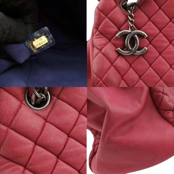 Chanel Pink Quilted Leather Just Mademoiselle Large Bowling Bag - Lux Central