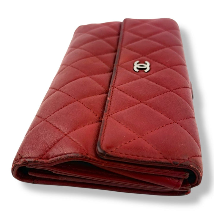 Chanel Red Lambskin Long Wallet - Lux Central