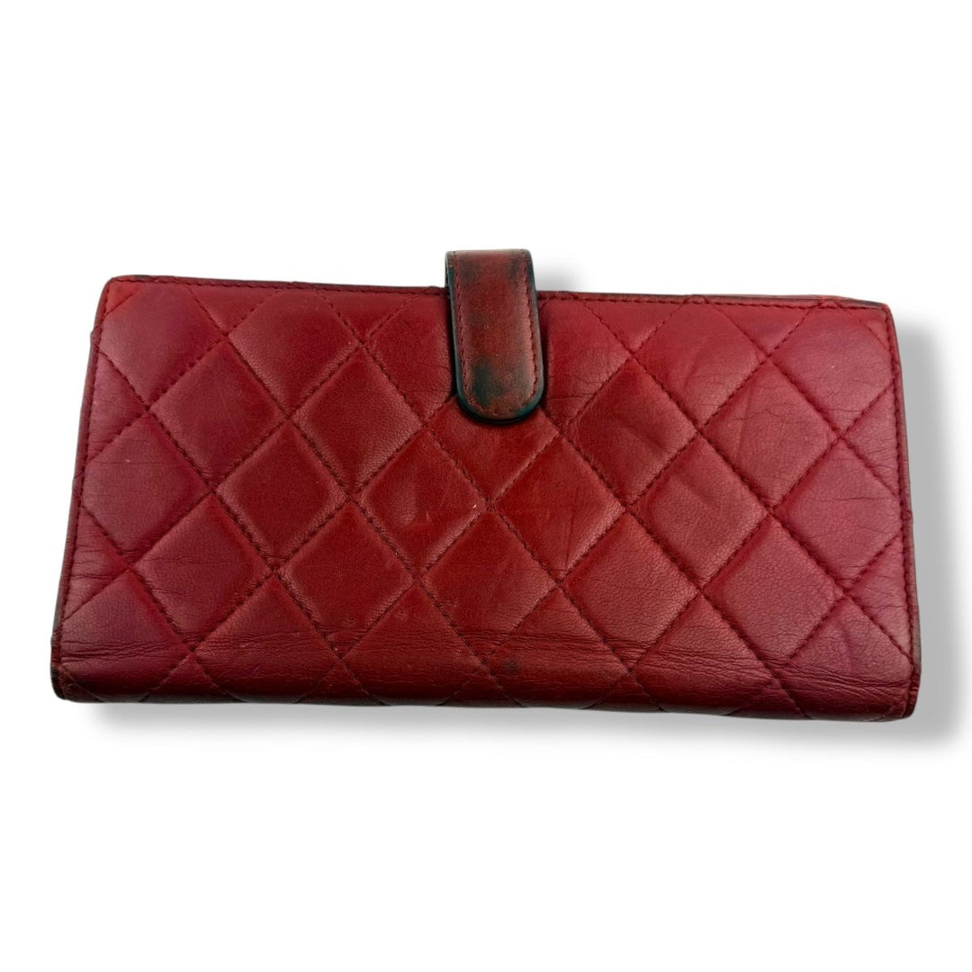 Chanel Red Lambskin Long Wallet - Lux Central
