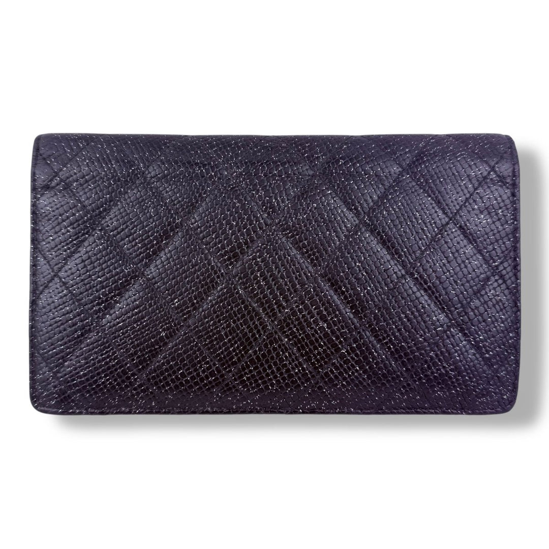 Chanel Timeless Black Glitter Lambskin Long Wallet - Lux Central