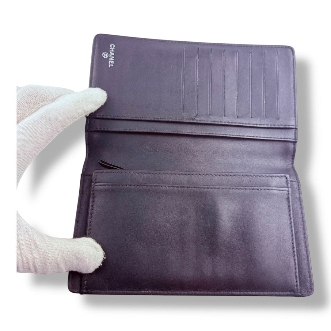 Chanel Timeless Black Glitter Lambskin Long Wallet - Lux Central