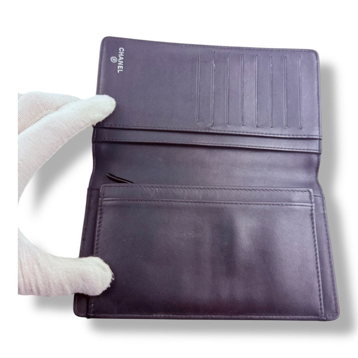 Chanel Timeless Black Glitter Lambskin Long Wallet - Lux Central