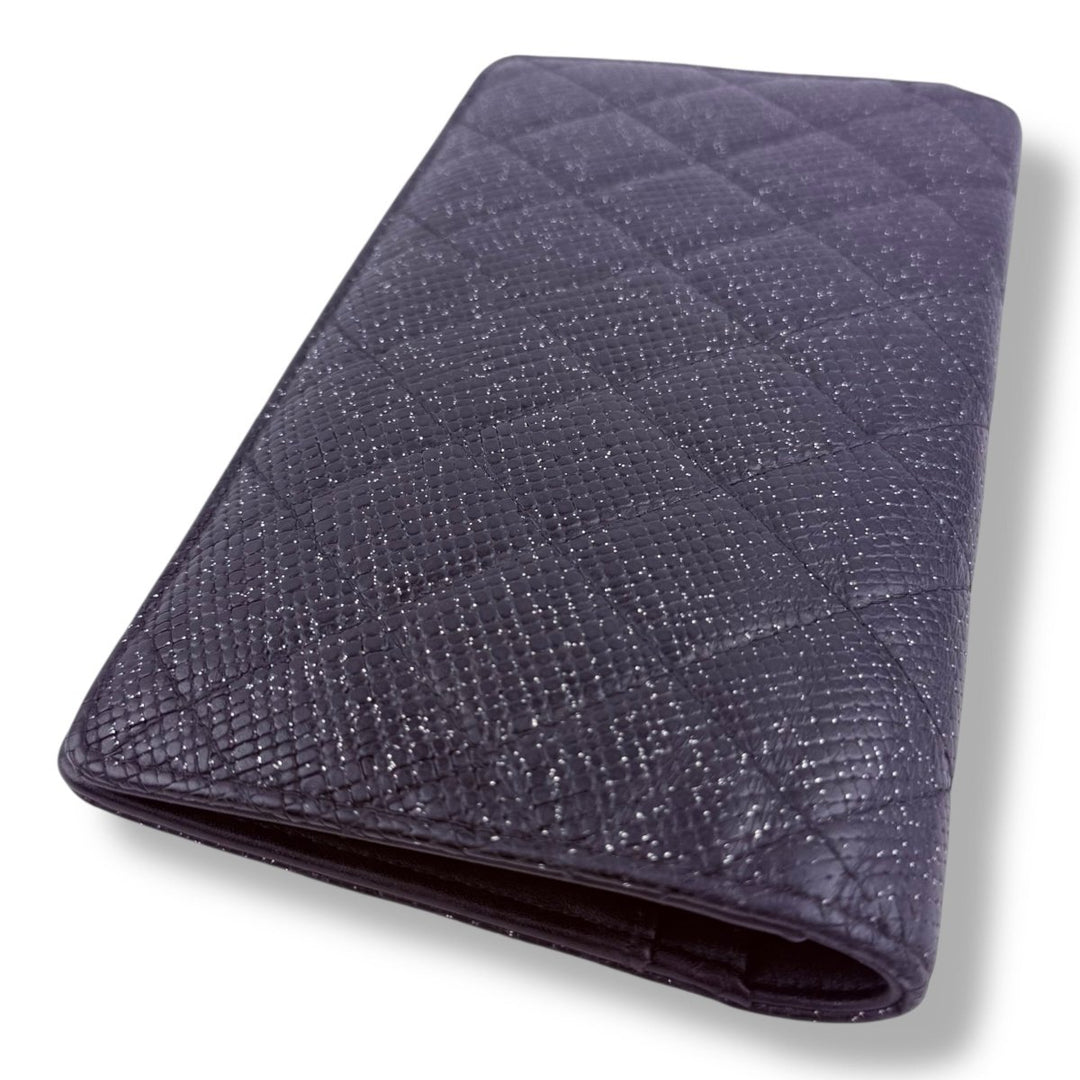 Chanel Timeless Black Glitter Lambskin Long Wallet - Lux Central