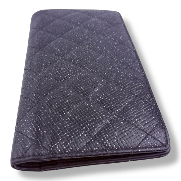 Chanel Timeless Black Glitter Lambskin Long Wallet - Lux Central