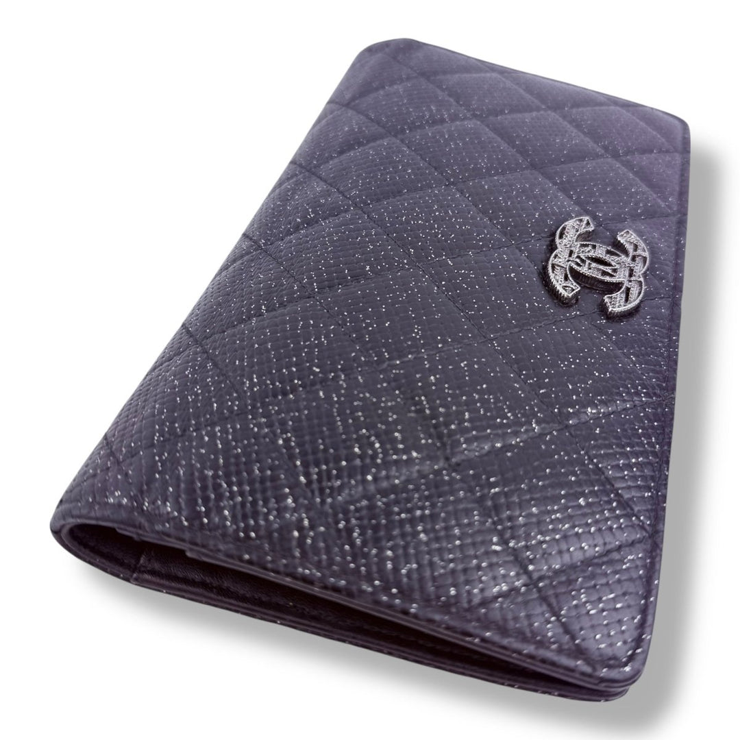 Chanel Timeless Black Glitter Lambskin Long Wallet - Lux Central