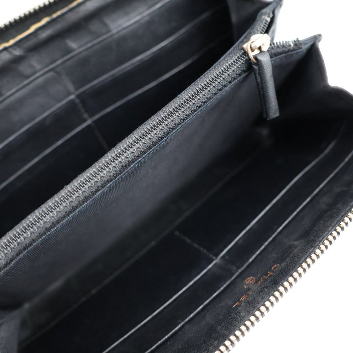 Chanel Zip Around Lambskin Black Wallet - Lux Central