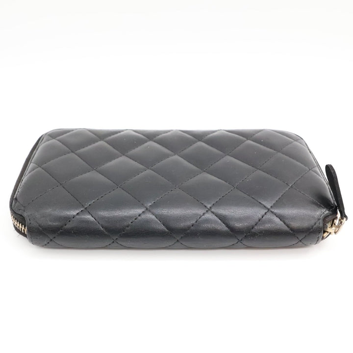 Chanel Zip Around Lambskin Black Wallet - Lux Central