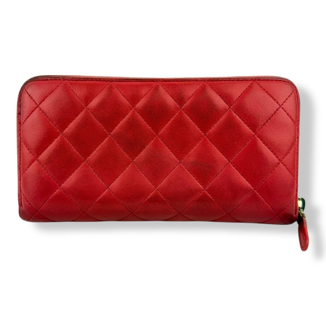 Chanel Zip Around Lambskin Pink Wallet - Lux Central