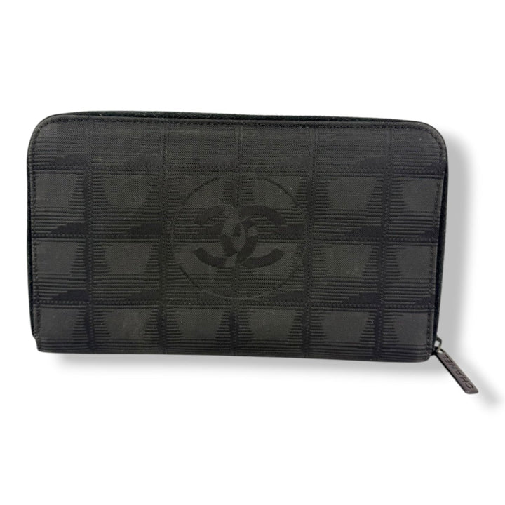 Chanel Zip Around Travel Line Canvas Black Wallet - Lux Central