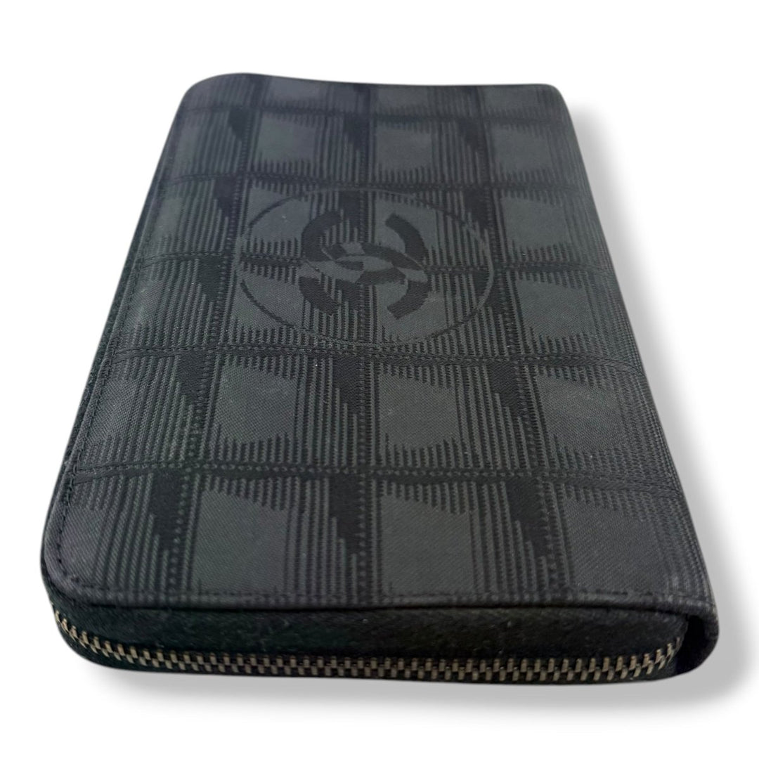 Chanel Zip Around Travel Line Canvas Black Wallet - Lux Central