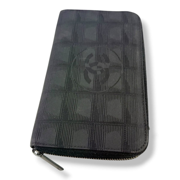 Chanel Zip Around Travel Line Canvas Black Wallet - Lux Central