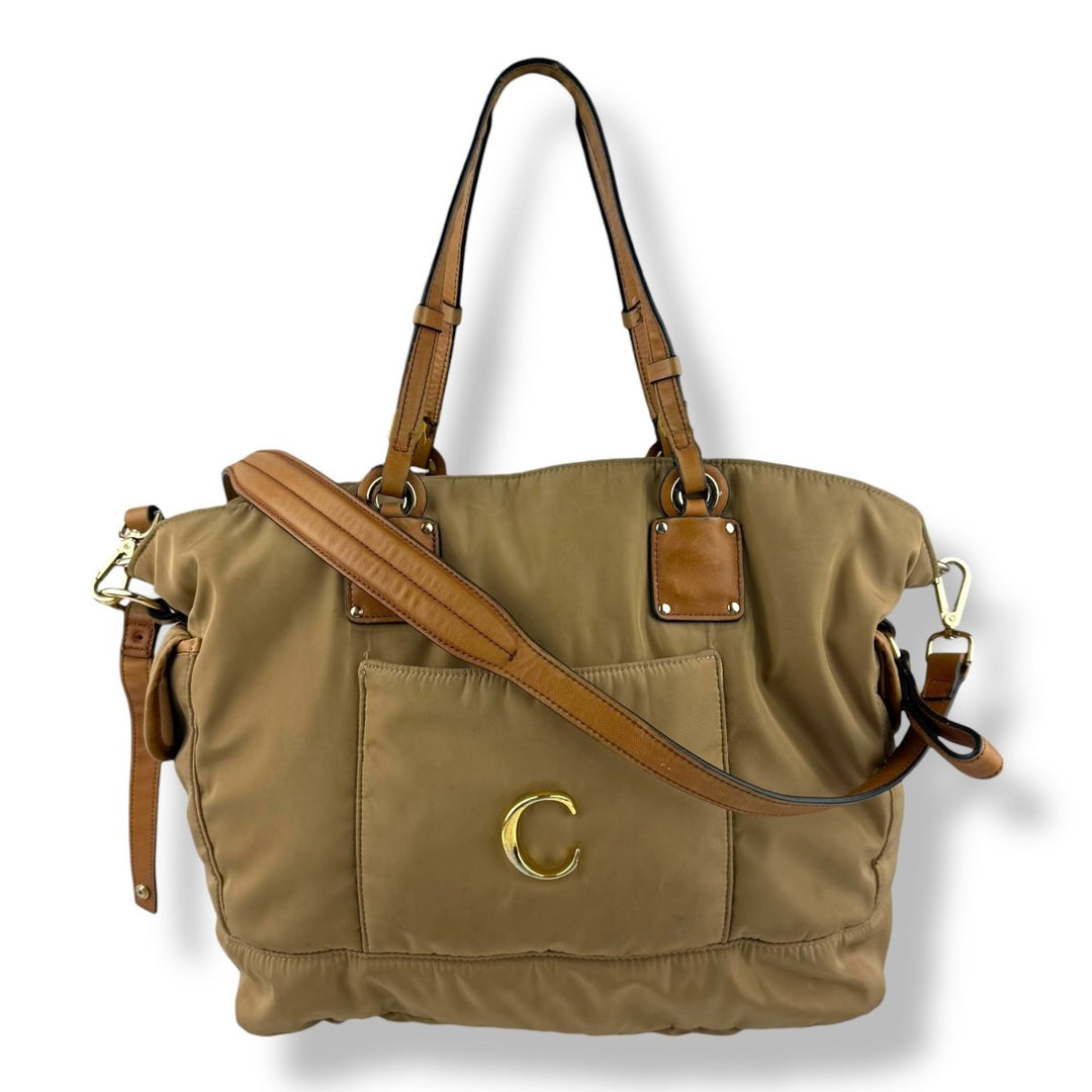 Chloe Beige Nylon Logo Diaper Handbag - Lux Central