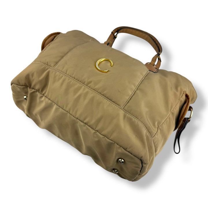 Chloe Beige Nylon Logo Diaper Handbag - Lux Central