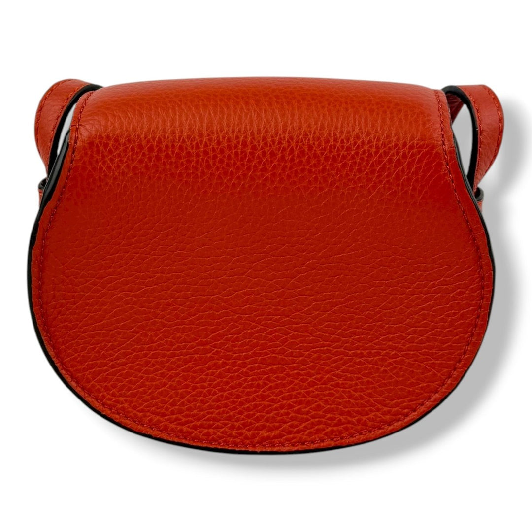Chloe Marcie Mini Grained Leather Saddle Red Handbag - Lux Central