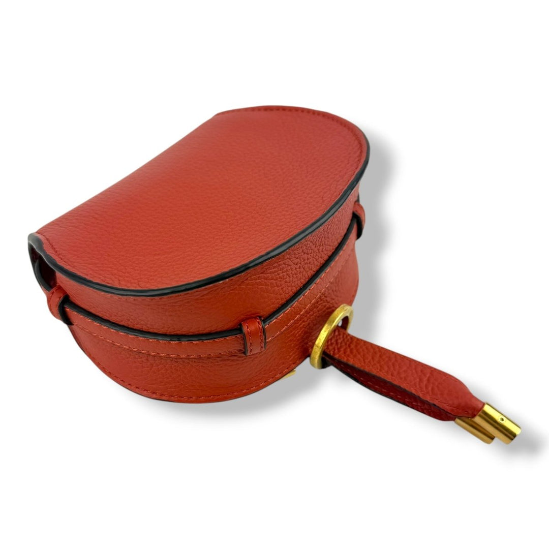 Chloe Marcie Mini Grained Leather Saddle Red Handbag - Lux Central