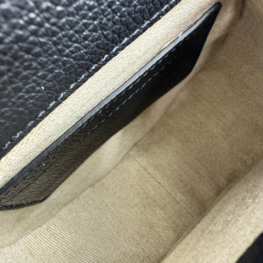 Chloe Marcie Small Grained Leather Saddle Black Handbag - Lux Central
