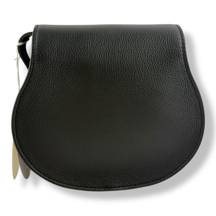 Chloe Marcie Small Grained Leather Saddle Black Handbag - Lux Central