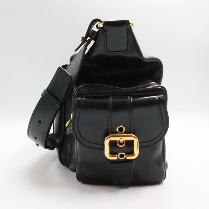 Chloe Medium Black Leather Camera Handbag - Lux Central
