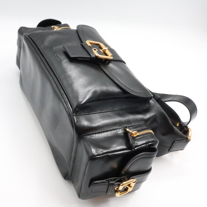 Chloe Medium Black Leather Camera Handbag - Lux Central